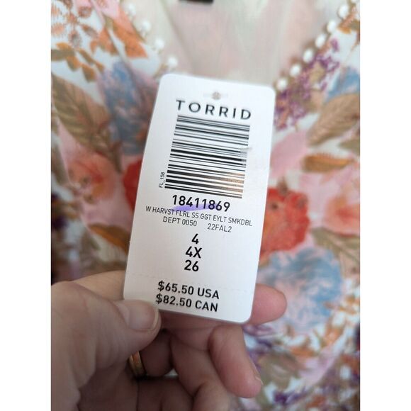 Torrid Georgette Blouse Womens Plus‎ Size 4X Ivory Floral Eyelet - Picture 11 of 13